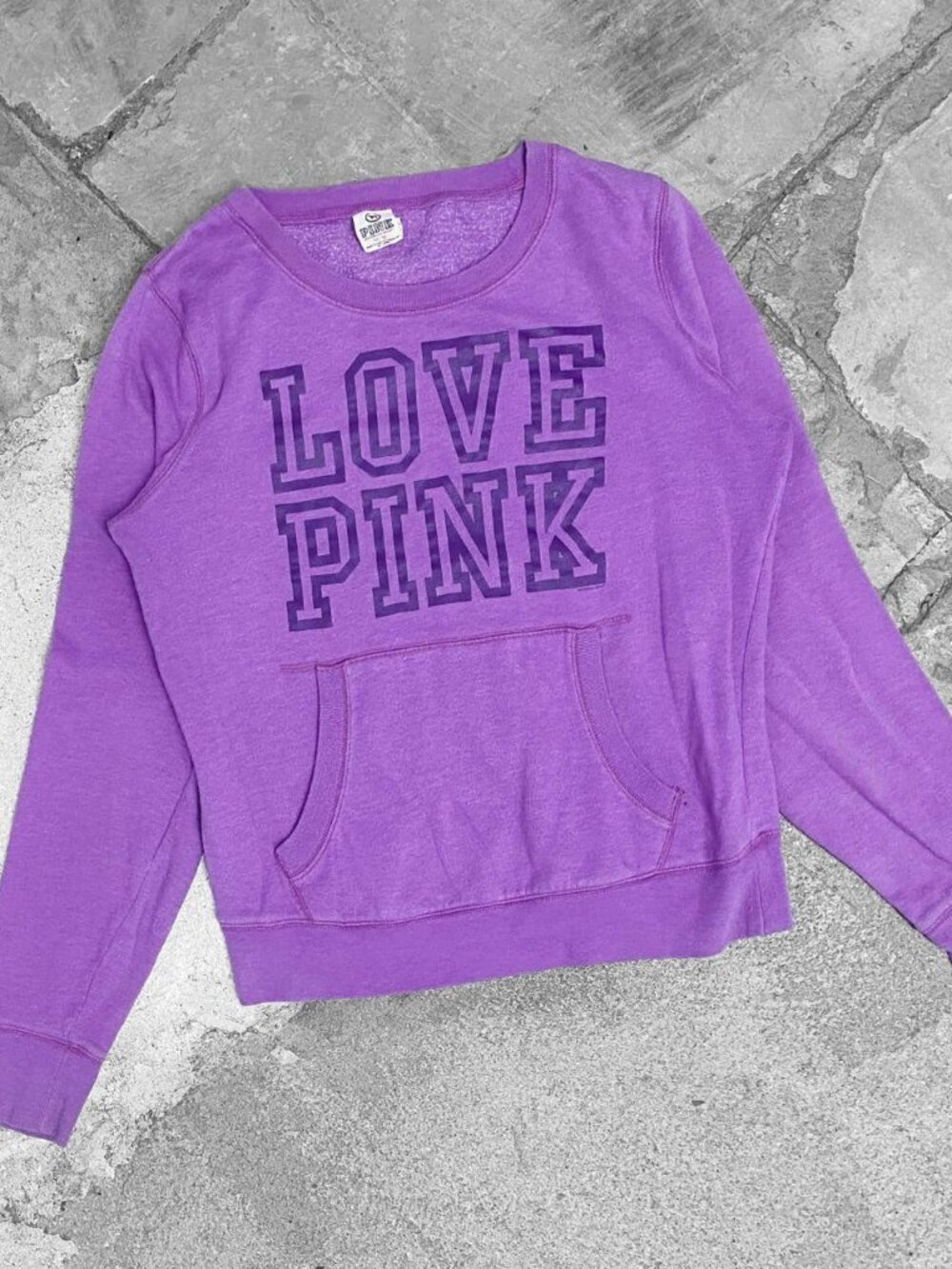 00s 2010s Victorias Secret LOVE PINK Purple Pullover Hoodie Sz S/M